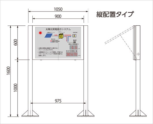 イメージ：太陽光発電表示器　縦配置タイプ